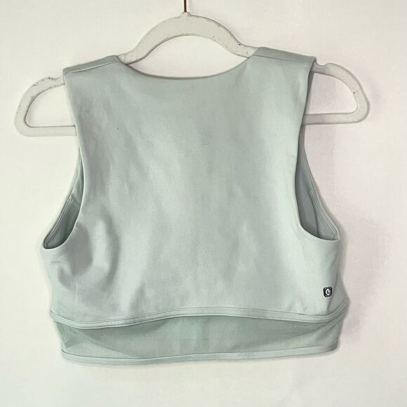 Le Ore Sky Blue Mesh Cropped Yoga Bra Top Large Activewear Athleisure #FF - Picture 2 of 6